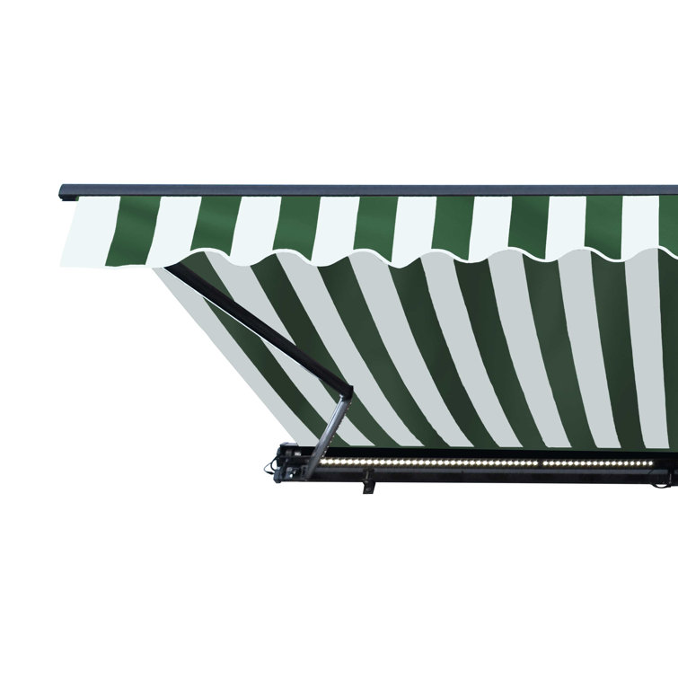 20' x 10' Sand Motorized Patio Awning with LED Lights