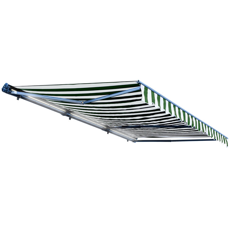 20' x 10' Sand Motorized Patio Awning with LED Lights