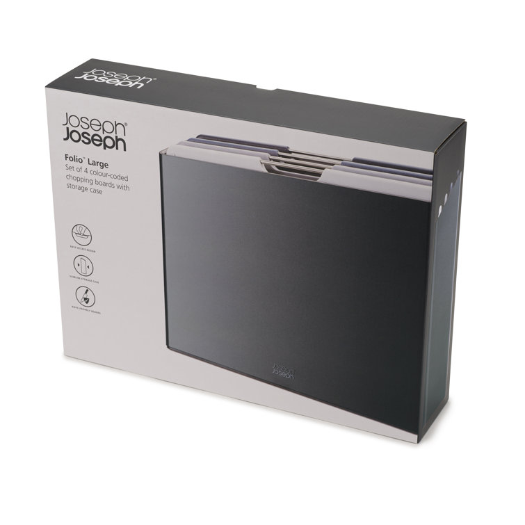 Graphite Large Plastic 4-Piece Cutting Board Set with Case
