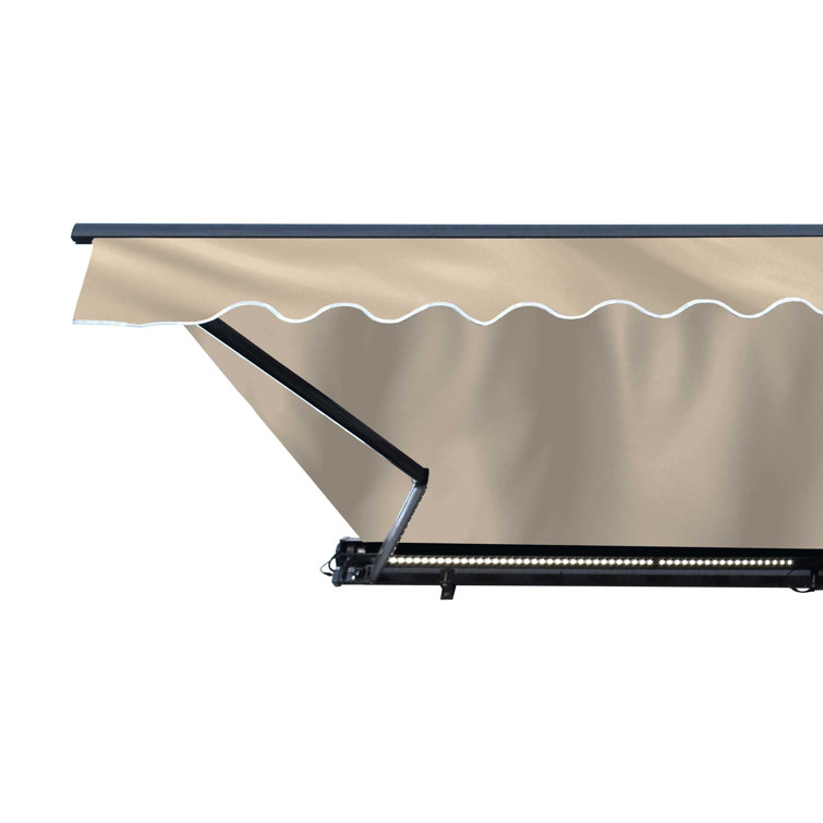 Black Motorized Semi-Cassette Patio Awning with LED Lights