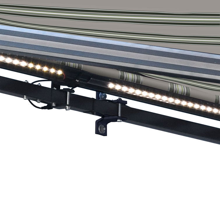 20' x 10' Sand Motorized Patio Awning with LED Lights