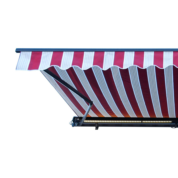 20' x 10' Sand Motorized Patio Awning with LED Lights