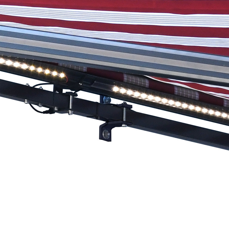 20' x 10' Sand Motorized Patio Awning with LED Lights