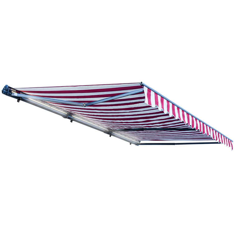 20' x 10' Sand Motorized Patio Awning with LED Lights