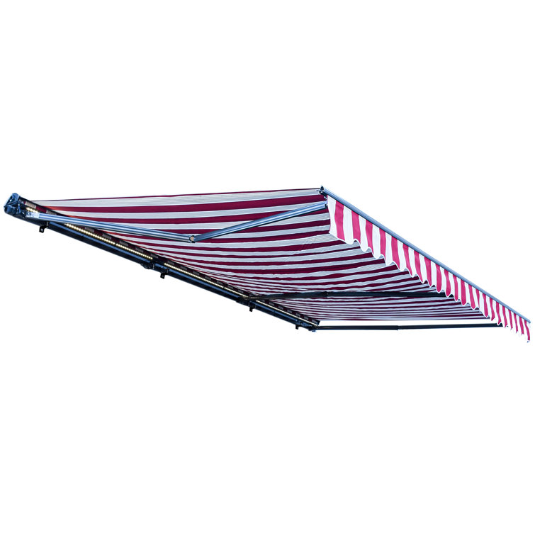 20' x 10' Sand Motorized Patio Awning with LED Lights