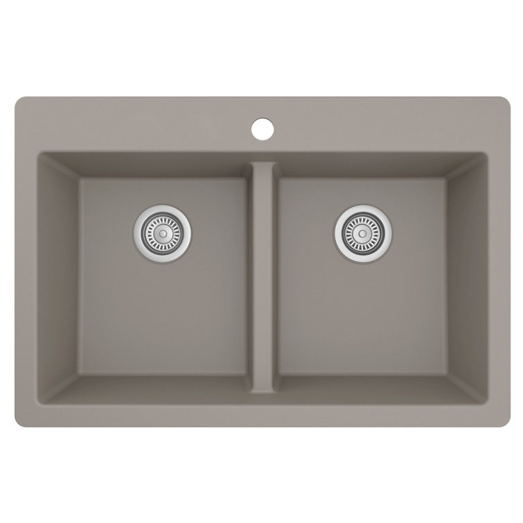 Concrete Quartz 33'' Double Bowl Farmhouse Kitchen Sink