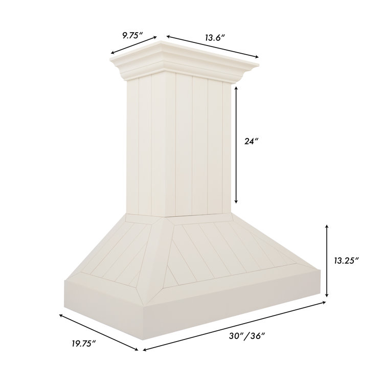Cottage White 30" Wall Mounted Stainless Steel Range Hood
