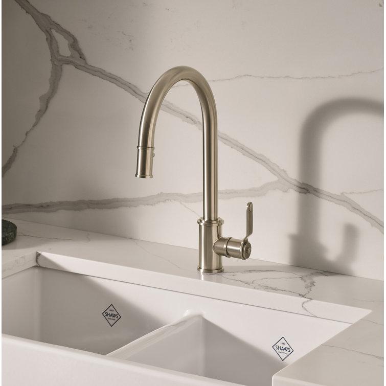 Satin Nickel Pull-Down Single Handle Kitchen Faucet