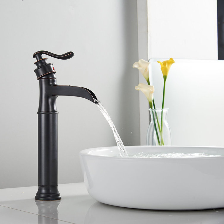 Oil Rubbed Bronze Waterfall Spout Single Handle Bathroom Faucet