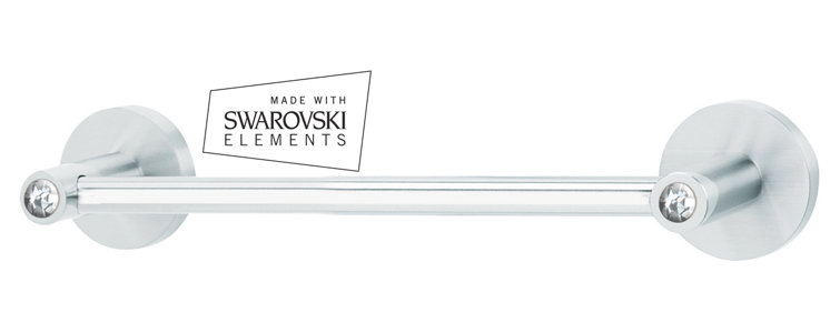 Polished Chrome 14'' Contemporary Crystal Towel Bar