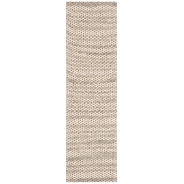 Beige Braided Hand-Tufted Wool Runner Rug 2'3" x 8'