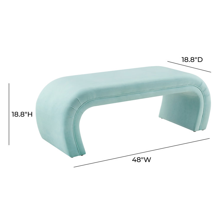 Kenya Contemporary Blue Velvet Waterfall-Style Bench - 48.8"W