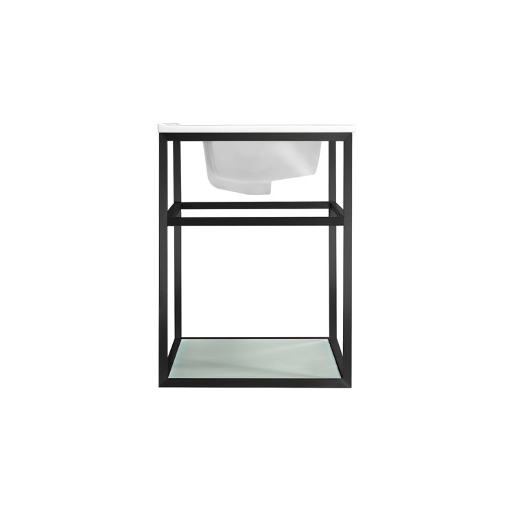 Pierre 35" Matte Black Metal Frame Bathroom Vanity