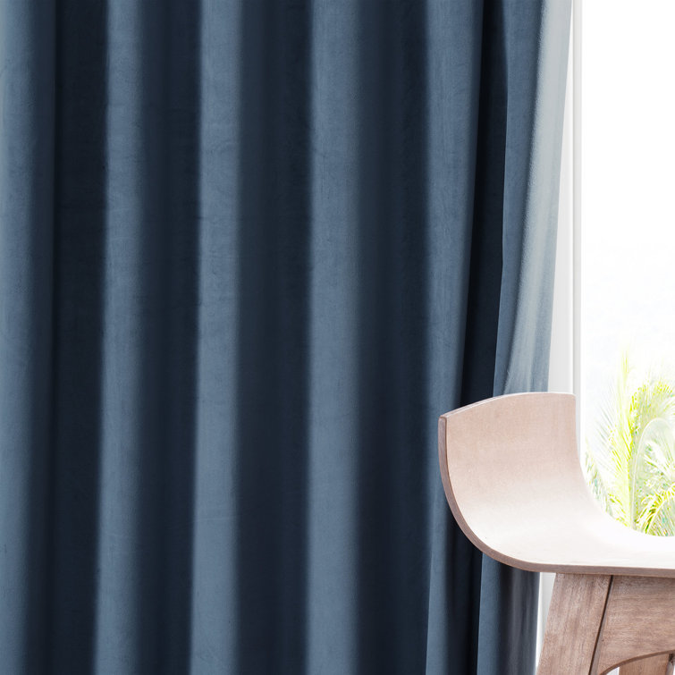 Varsity Blue Velvet Blackout Curtain Panel for Windows and Doors