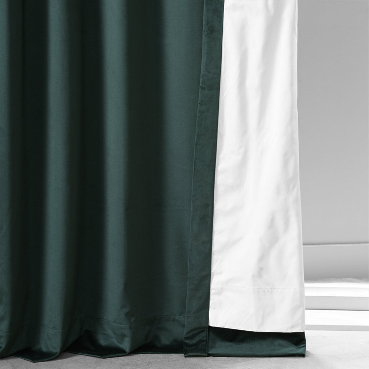 Spirit Green Velvet Blackout Curtain Panel with Rod Pocket