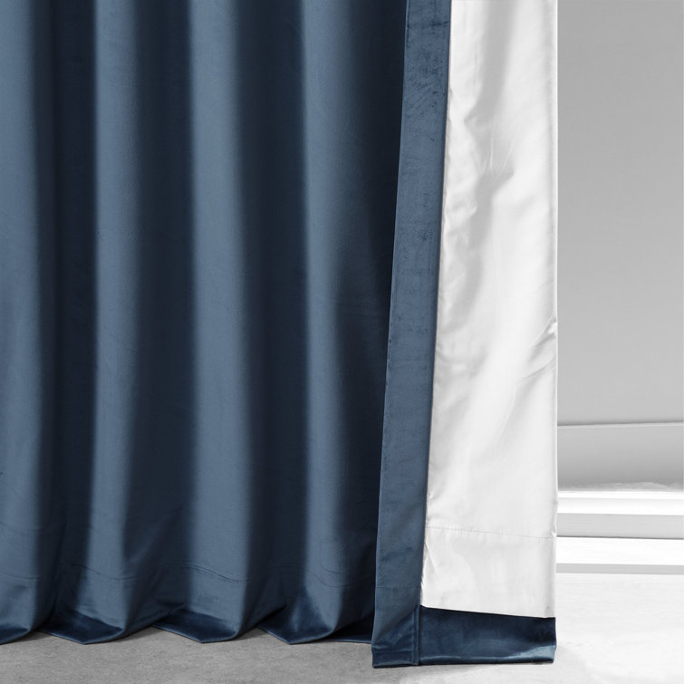 Varsity Blue Velvet Blackout Curtain Panel for Windows and Doors