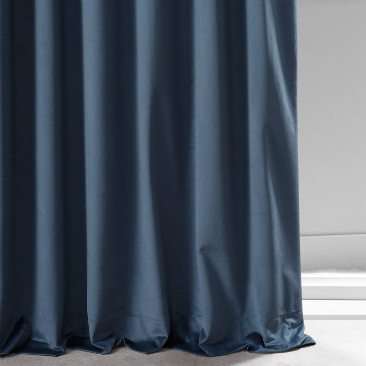 Varsity Blue Velvet Blackout Curtain Panel for Windows and Doors
