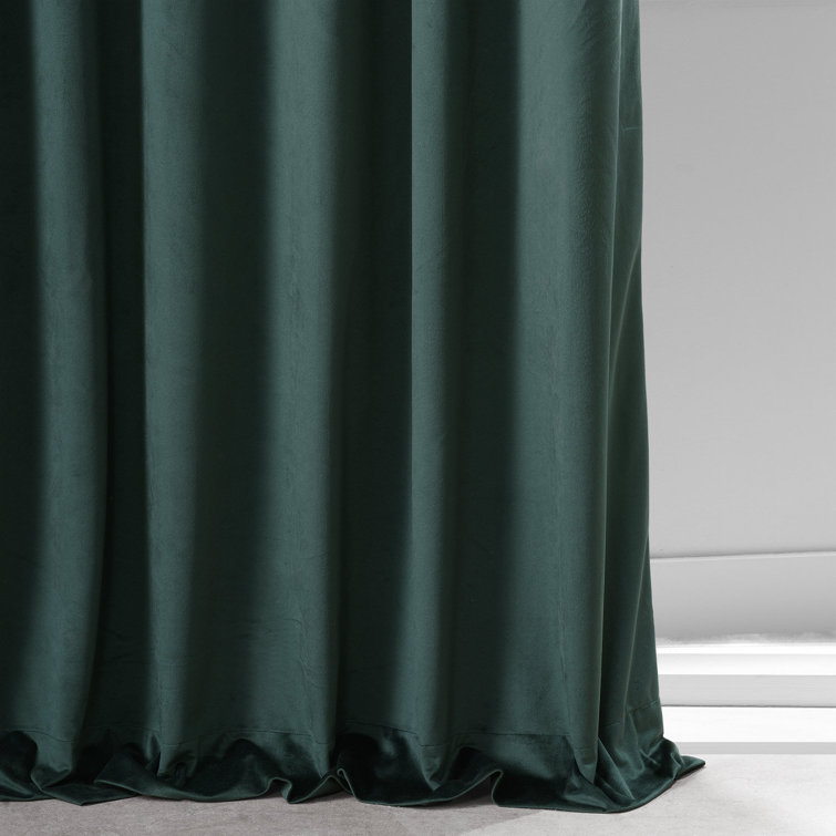 Spirit Green Velvet Blackout Curtain Panel with Rod Pocket