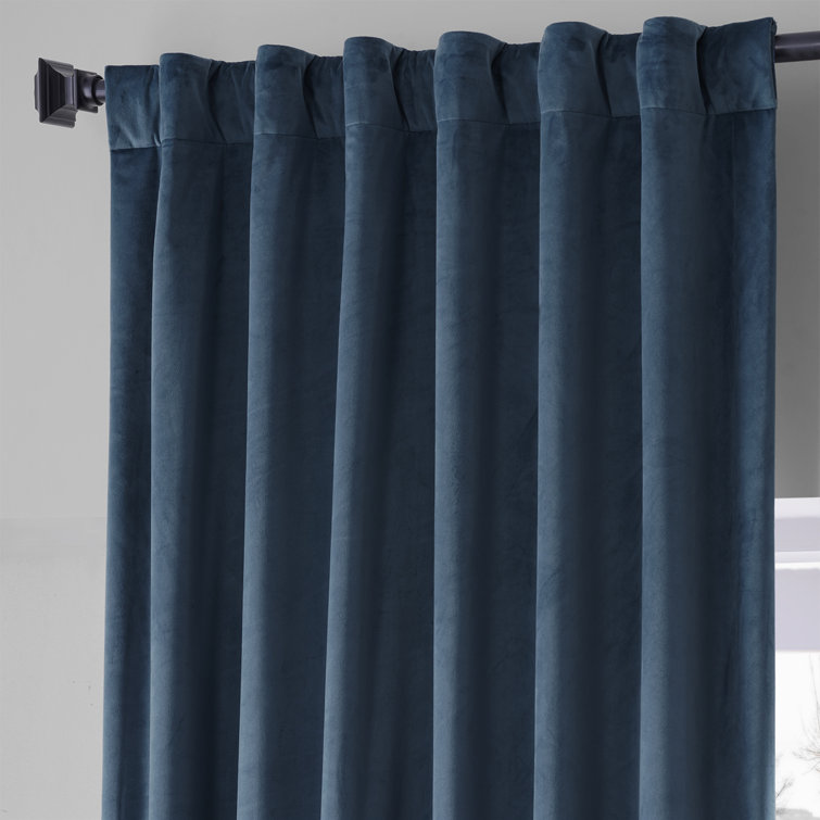 Varsity Blue Velvet Blackout Curtain Panel for Windows and Doors
