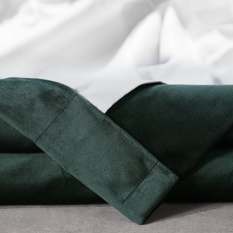 Spirit Green Velvet Blackout Curtain Panel with Rod Pocket