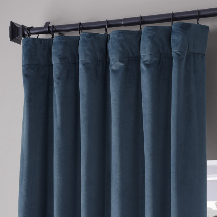Varsity Blue Velvet Blackout Curtain Panel for Windows and Doors
