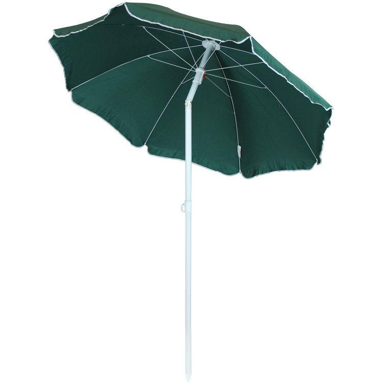 5-Foot Sage Green Polyester Beach Umbrella with Tilt Function