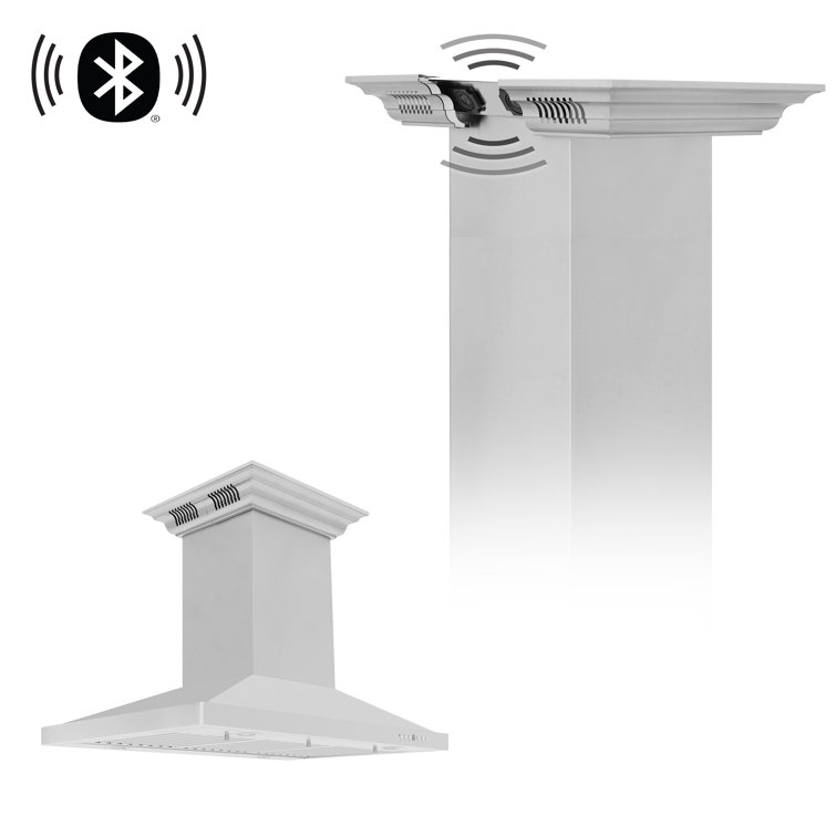30-inch Stainless Steel Island Mount Range Hood with Bluetooth Speakers
