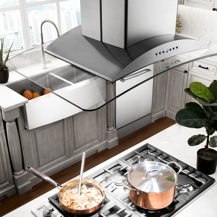 36" Stainless Steel Island Range Hood with Built-in Speakers