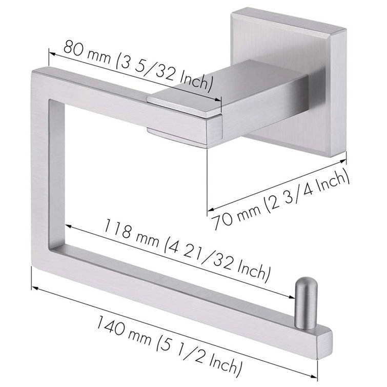 Brushed Nickel Wall Mounted Square Toilet Paper Holder