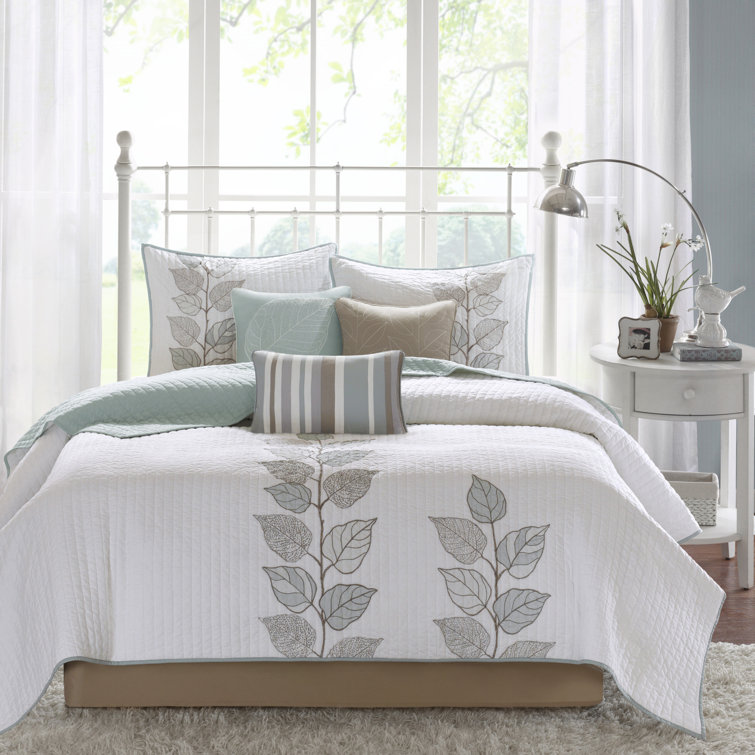 Blue Full Organic Microfiber Reversible Quilt Set