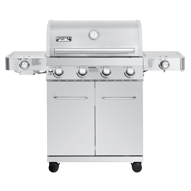 Stainless Steel 4-Burner Propane Gas Grill with Infrared Side Burner