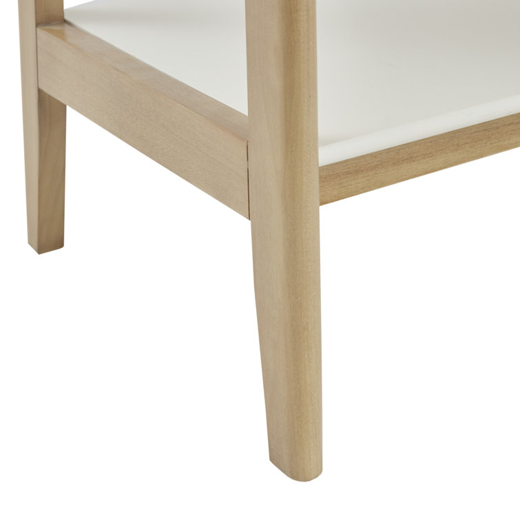 Parker Mid-Century Solid Wood and MDF Ladder Bookcase in Off-White/Natural