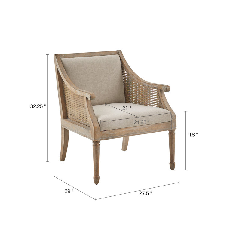 Isla Natural Wood and Beige Cushion Farmhouse Accent Chair