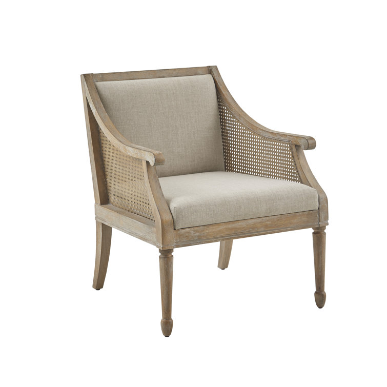 Isla Natural Wood and Beige Cushion Farmhouse Accent Chair