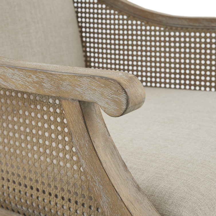 Isla Natural Wood and Beige Cushion Farmhouse Accent Chair