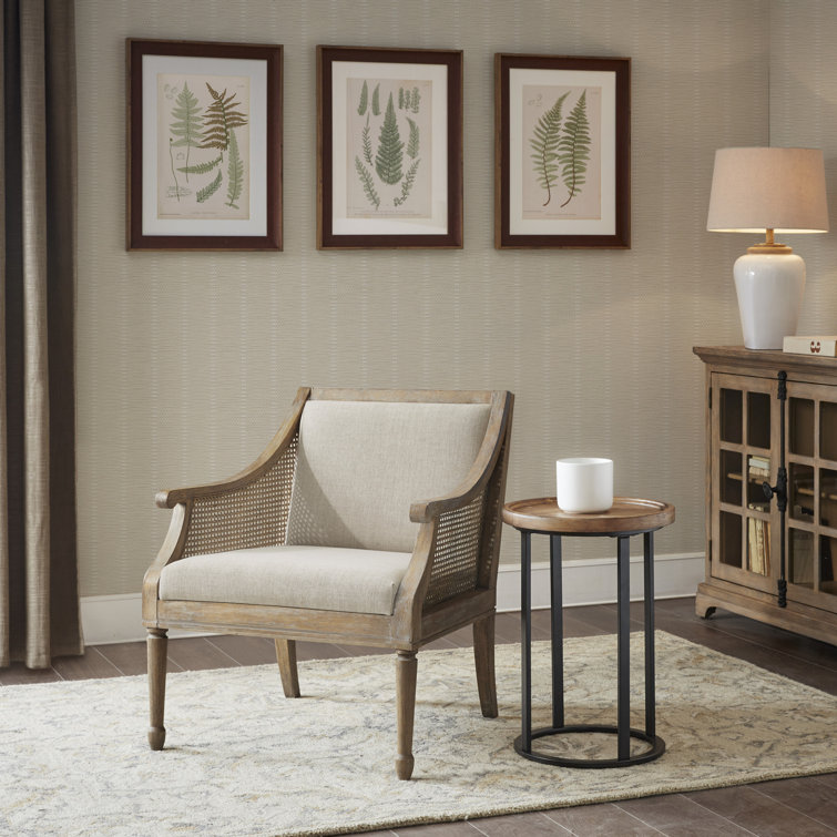 Isla Natural Wood and Beige Cushion Farmhouse Accent Chair