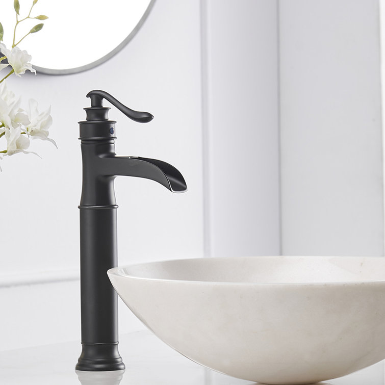 Matte Black Tall Single-Handle Vessel Sink Faucet