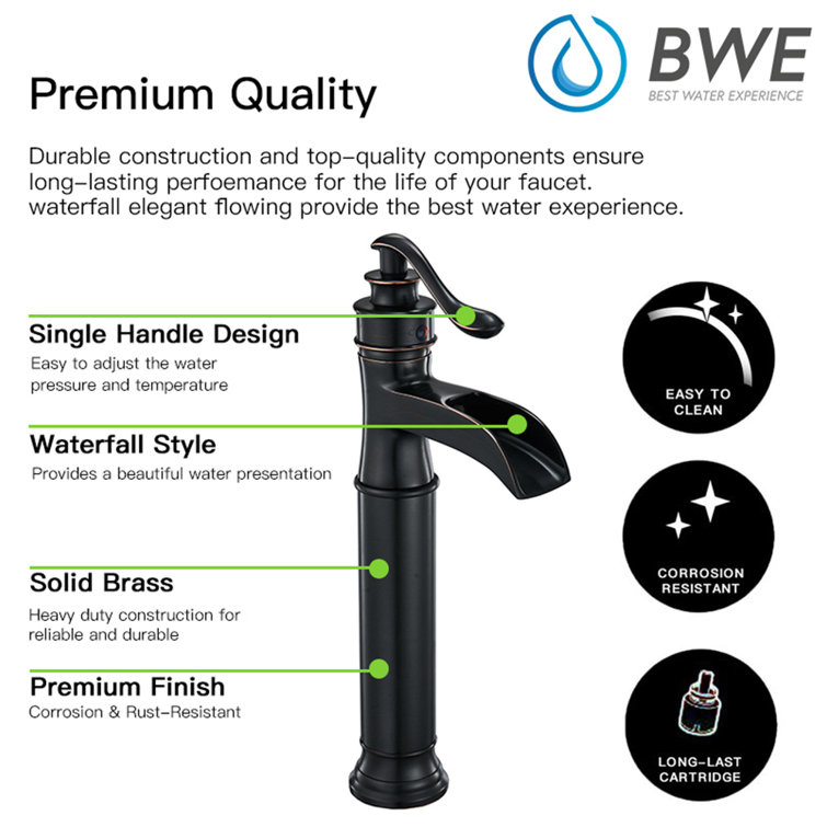 Oil Rubbed Bronze Waterfall Spout Single Handle Bathroom Faucet