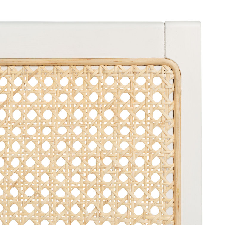 Elegant Coastal White Wood & Natural Cane Side Chair