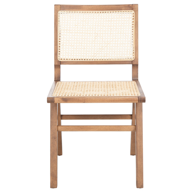 Elegant Coastal Walnut and French Cane Side Chair, 23"x34"