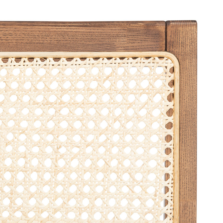 Elegant Coastal Walnut and French Cane Side Chair, 23"x34"