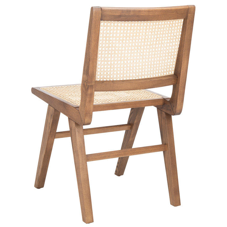 Elegant Coastal Walnut and French Cane Side Chair, 23"x34"