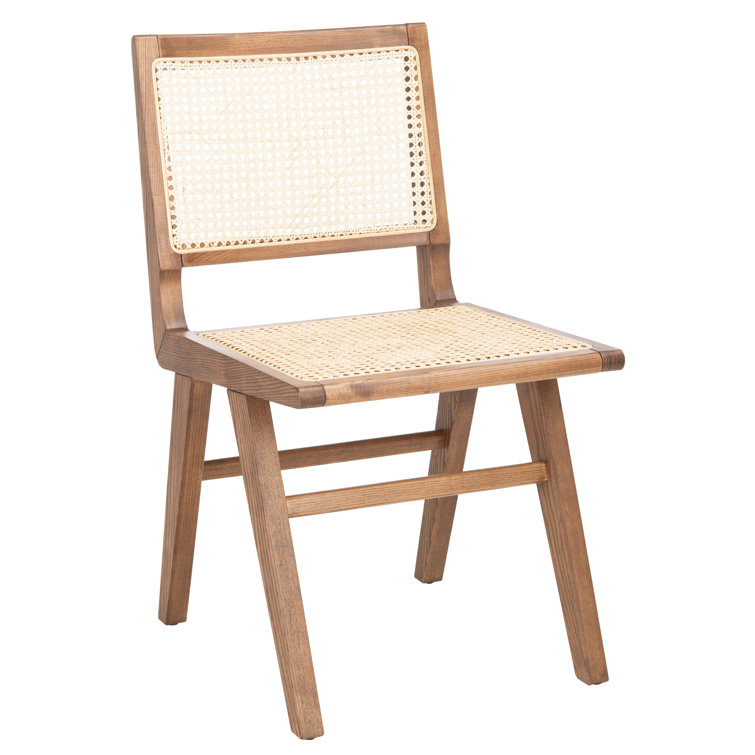 Elegant Coastal Walnut and French Cane Side Chair, 23"x34"