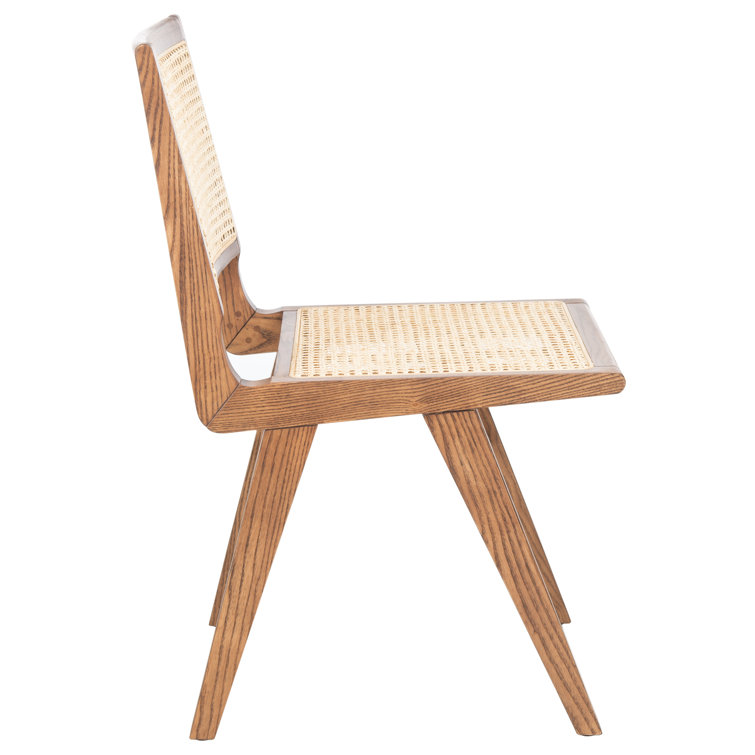 Elegant Coastal Walnut and French Cane Side Chair, 23"x34"