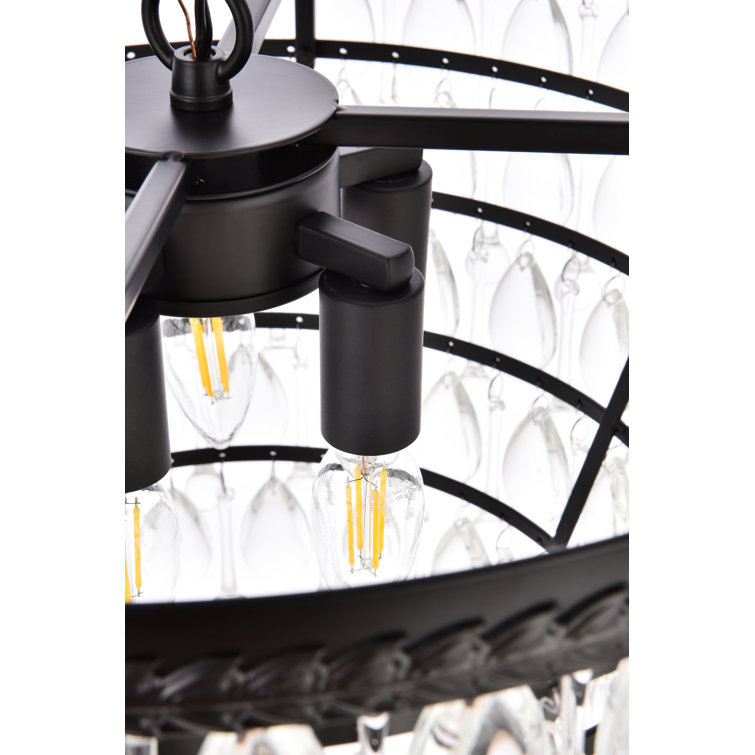 Nordic Black and Clear Crystal Tiered Chandelier