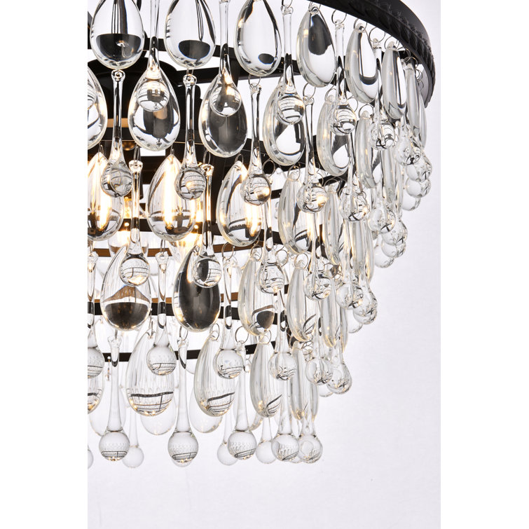 Nordic Black and Clear Crystal Tiered Chandelier