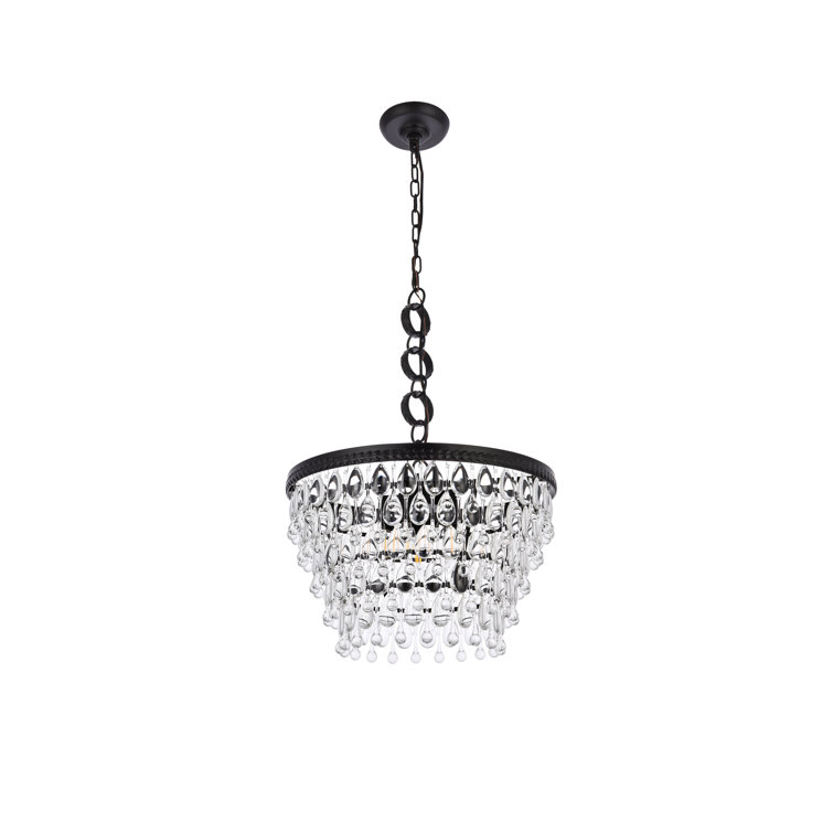 Nordic Black and Clear Crystal Tiered Chandelier