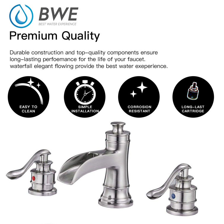 Brushed Nickel 2-Handle Widespread Bathroom Faucet with Drain Assembly