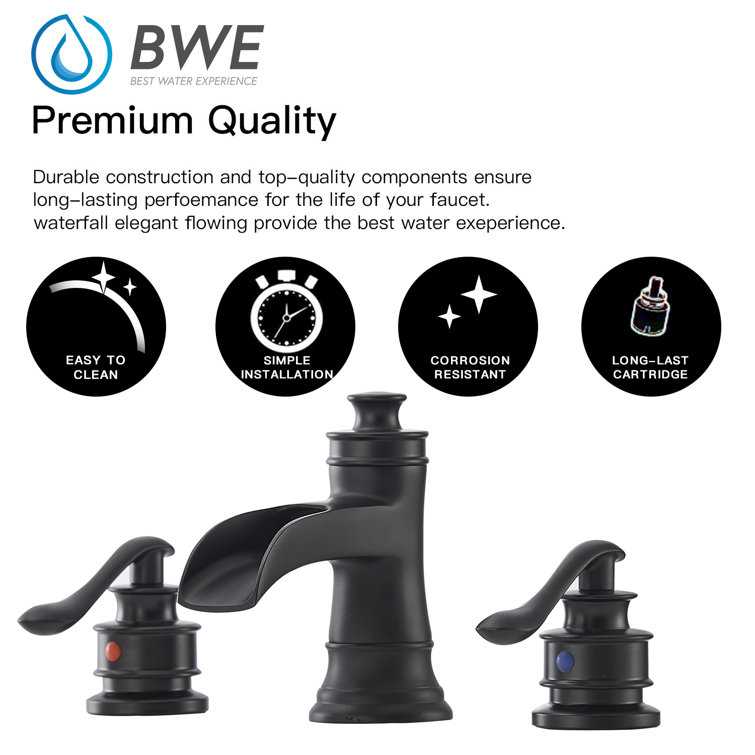 Matte Black Widespread 2-Handle Bathroom Faucet with Drain Assembly
