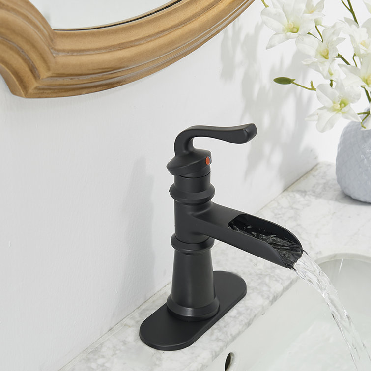 Matte Black Single Handle Bathroom Faucet with Pop-Up Drain